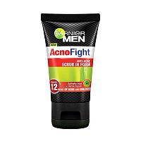 Скраб для лица против прыщей, угрей и белых точек Garnier Men AcnoFight Anti-Acne Scrub In Foam